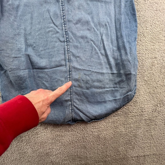 Gap Chambray Women's Dress Extra Small Sleeveless Henley Tencel Denim Casual - Picture 8 of 12